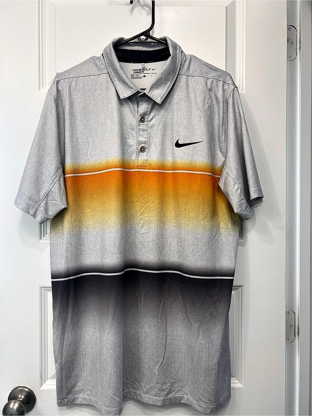 Nike Golf Standard Fit Dri-FIT polo Color Block Polo in Gray & Orange Large